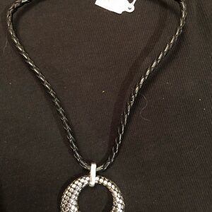 Chic Silver Pendant Necklace on Black Cord